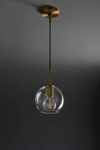 Handmade Copper and Glass Geometric Chandelier - Vintage Glass Pendant Light