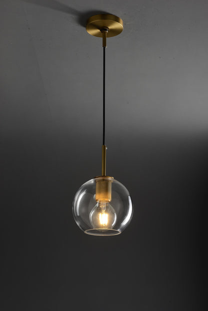 Handmade Copper and Glass Geometric Chandelier - Vintage Glass Pendant Light