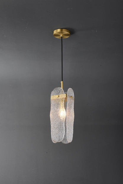Refined Single-Hanging Copper and Glass Chandelier | Modern Pendant with Artistic Crystal Accents