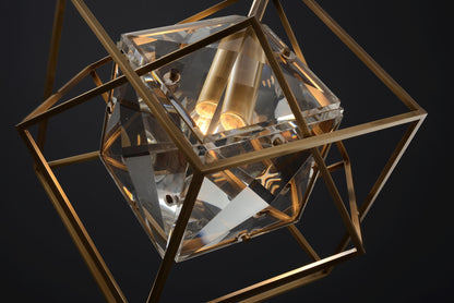 Refined Single-Hanging Bronze and Copper Chandelier | Modern Bronze Chandelier with Vintage Crystal Accents