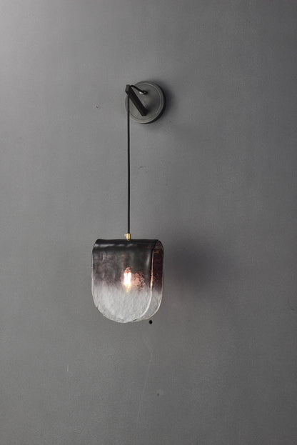 Modern Wall Fixture Brass Glass Copper Wall Lamp in Black