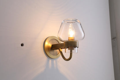 Antique-Style Copper and Glass Wall Lamp in Bronze Finish for Elegant Home Lighting