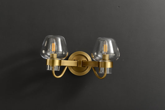 Antique-Style Copper and Glass Wall Lamp in Bronze Finish for Elegant Home Lighting