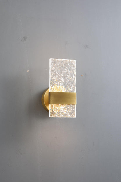 Vintage Sconce Stone Pattern Acrylic and Copper Wall Lamp