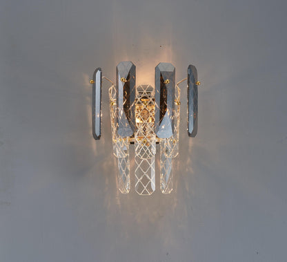Luxury Electroplating Gold Wall Lamp with K9 Crystal and Clear Light – Modern Gold Hardware Wall Sconce