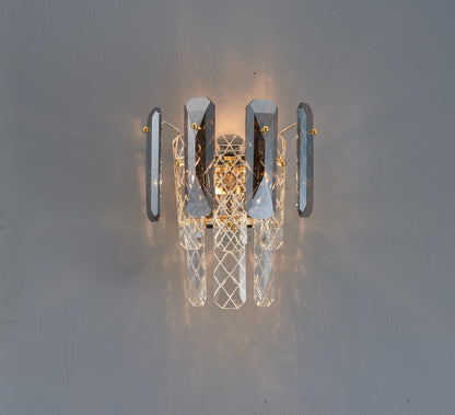 Luxury Electroplating Gold Wall Lamp with K9 Crystal and Clear Light – Modern Gold Hardware Wall Sconce