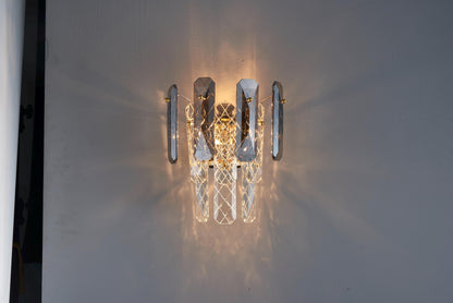 Luxury Electroplating Gold Wall Lamp with K9 Crystal and Clear Light – Modern Gold Hardware Wall Sconce