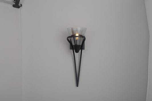 Iron + Glass Wall Sconce – Stylish Black Wall Lamp for Modern Spaces