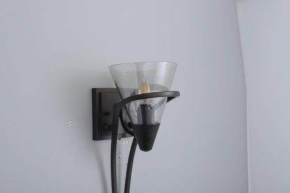 Iron + Glass Wall Sconce – Stylish Black Wall Lamp for Modern Spaces