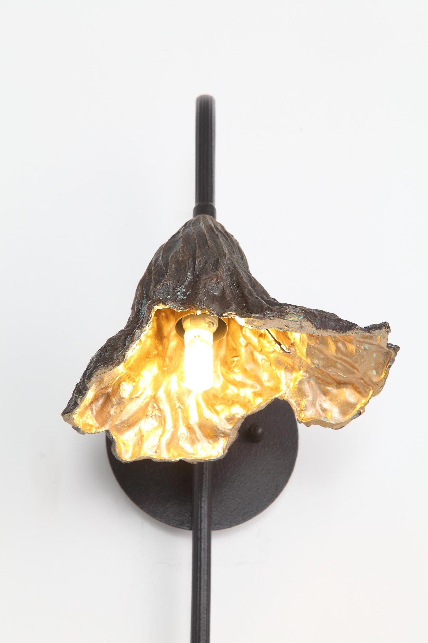 Vintage Copper, Iron, and Glass Wall Lamp – Elegant Brass Sconce for Timeless Interiors
