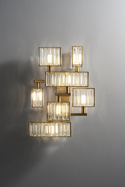 Bohemian Wall Art: Copper + Crystal Wall Lamp Mid-century Light Fixture