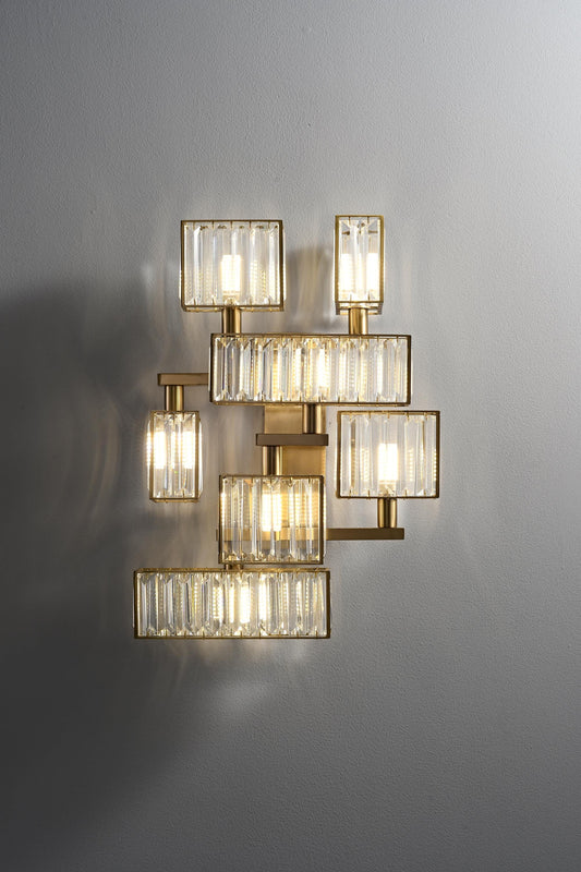 Bohemian Wall Art: Copper + Crystal Wall Lamp Mid-century Light Fixture