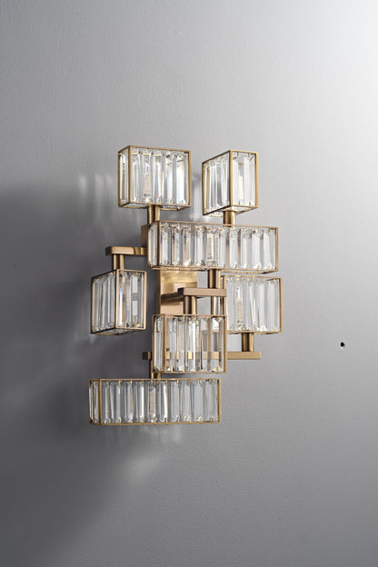 Bohemian Wall Art: Copper + Crystal Wall Lamp Mid-century Light Fixture