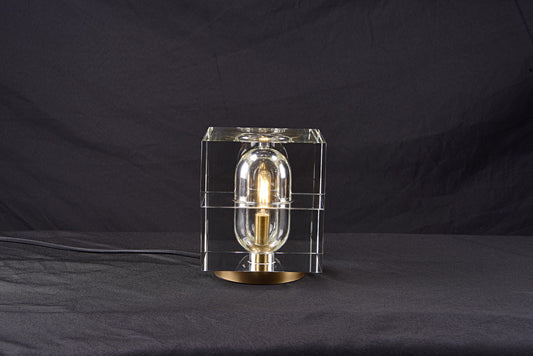 Stylish Modern Table Lamp in Bronze and Crystal | Elegant Copper Art Deco Lighting