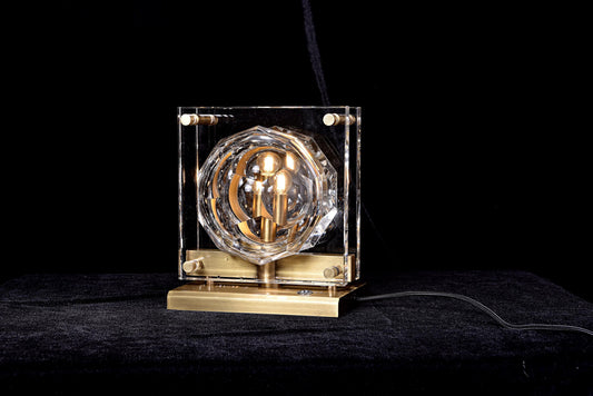 Antique Copper Crystal Table Lamp in Bronze Finish | Luxury Lighting for Living Rooms