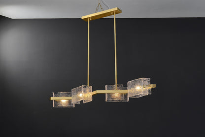 Retro 6 Light Globes Copper and Glass Chandelier | Mid-Century Style Ceiling Light for Dining Spaces