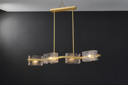Retro 6 Light Globes Copper and Glass Chandelier | Mid-Century Style Ceiling Light for Dining Spaces