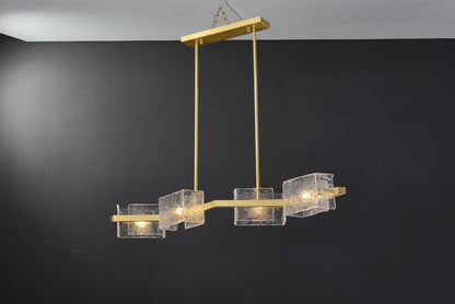 Retro 6 Light Globes Copper and Glass Chandelier | Mid-Century Style Ceiling Light for Dining Spaces