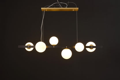 6-Light Vintage Design Copper and Glass Globe Chandelier |  Copper and Black Light Fixture for Industrial Style Lighting