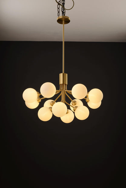 Handcrafted 12-Globe Copper and Glass Chandelier | Modern Rustic Pendant Lighting Fixture for Industrial Ceiling Decor