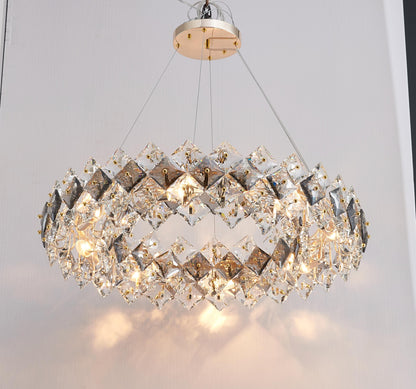 Premium Electroplated Gold Chandelier| Modern Hardware and Clear Light with Stunning K9 Crystal Accents
