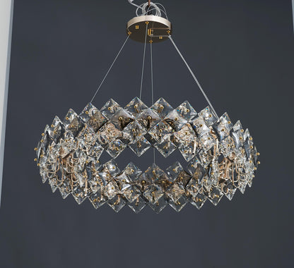 Premium Electroplated Gold Chandelier| Modern Hardware and Clear Light with Stunning K9 Crystal Accents