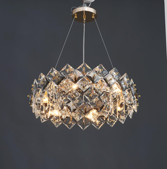 Premium Electroplated Gold Chandelier| Modern Hardware and Clear Light with Stunning K9 Crystal Accents