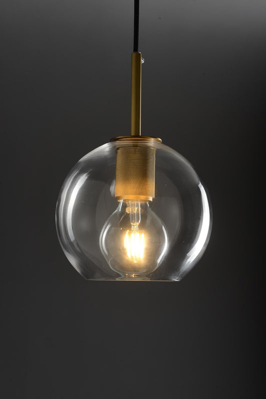 Handmade Copper and Glass Geometric Chandelier - Vintage Glass Pendant Light