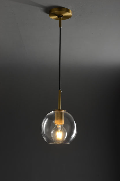 Handmade Copper and Glass Geometric Chandelier - Vintage Glass Pendant Light