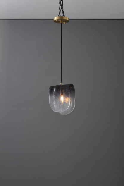 Classic Contemporary Copper and Glass Chandelier | Modern Copper Glass Pendant Light, Artistic Crystal Fixture, and Stylish Vintage Lighting