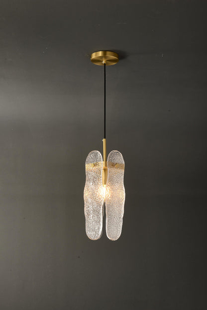 Refined Single-Hanging Copper and Glass Chandelier | Modern Pendant with Artistic Crystal Accents
