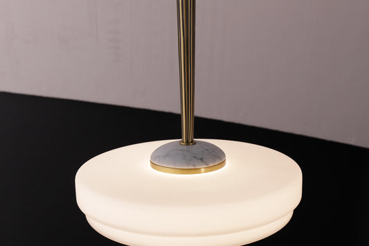 Stylish Copper Glass Chandelier – Marble Accents in a Luxury Copper Fixture