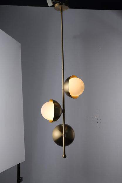 Industrial Copper and Glass Chandelier- Stylish Modern Pendant Light with Art Deco Touch