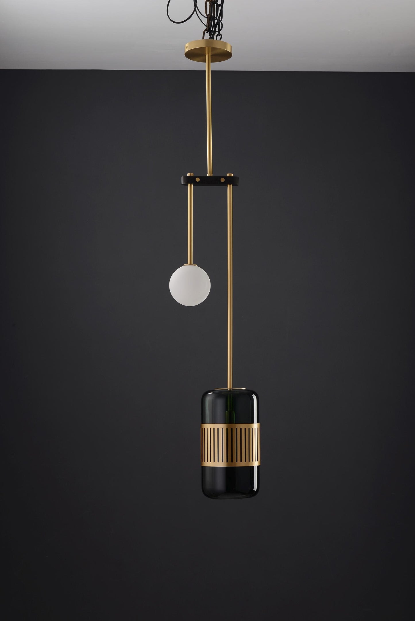 Modern Copper and Black Chandelier | Elegant Copper Chandelier with Glass Accents