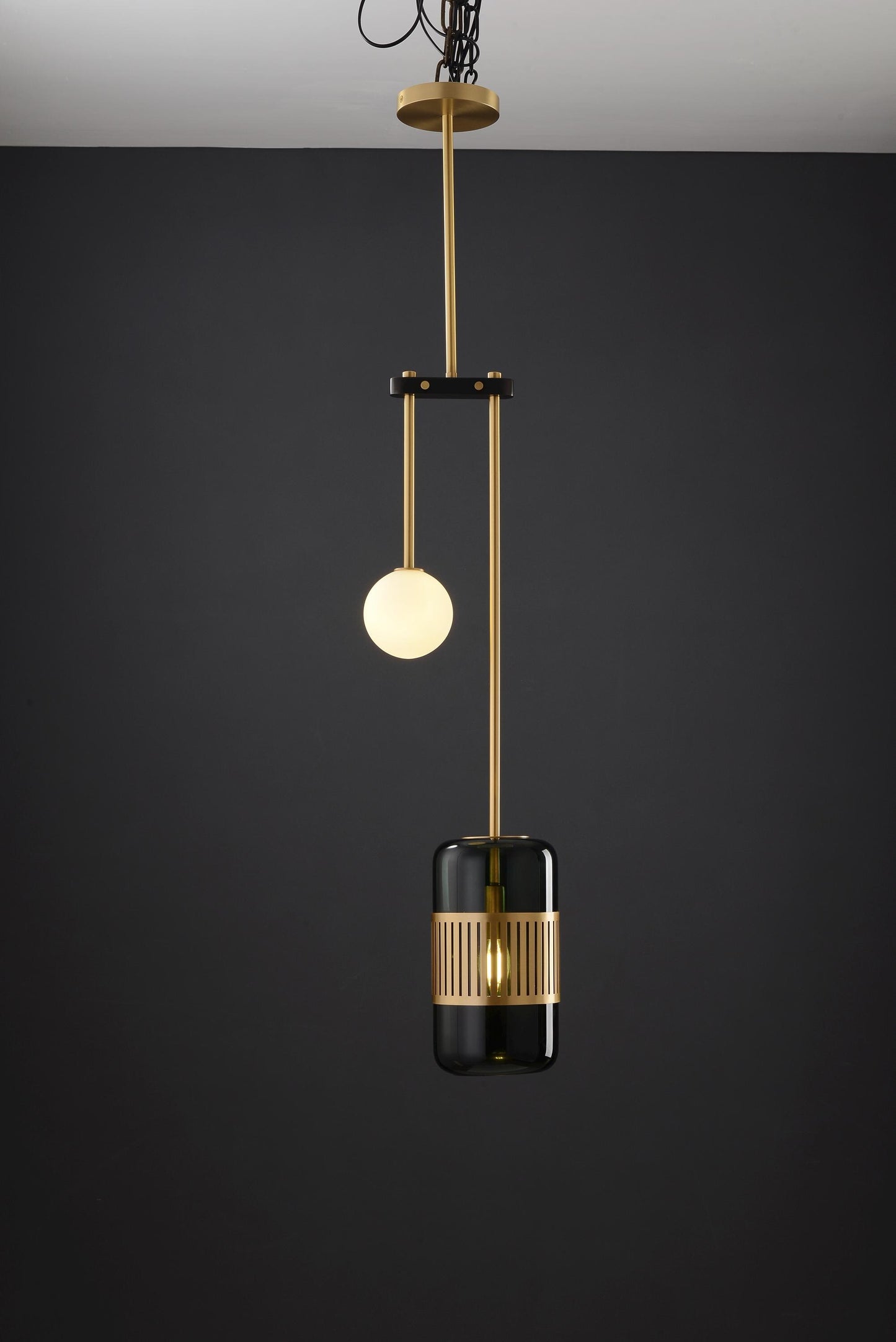 Modern Copper and Black Chandelier | Elegant Copper Chandelier with Glass Accents