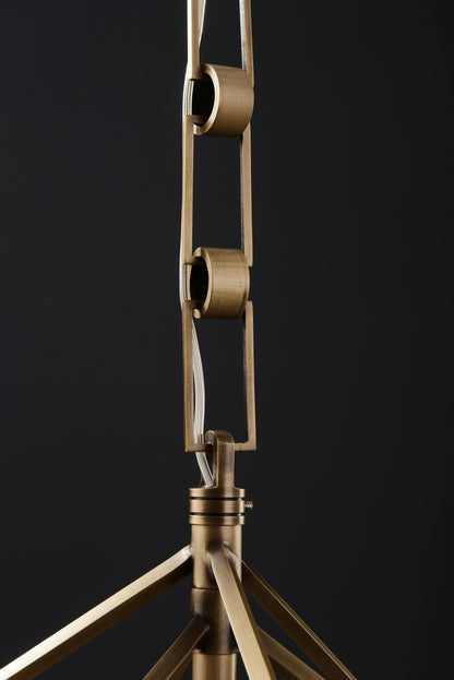 Refined Single-Hanging Bronze and Copper Chandelier | Modern Bronze Chandelier with Vintage Crystal Accents