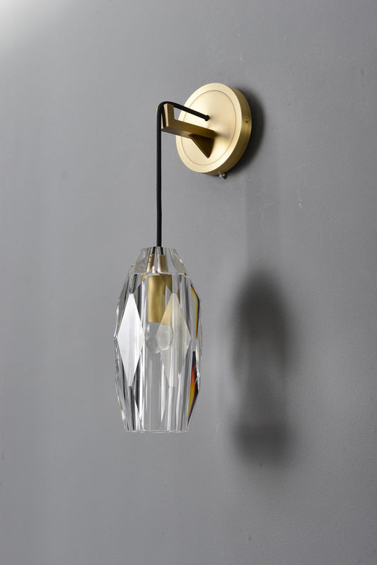 Bronze Shade Brass Copper Crystal Wall Lamp
