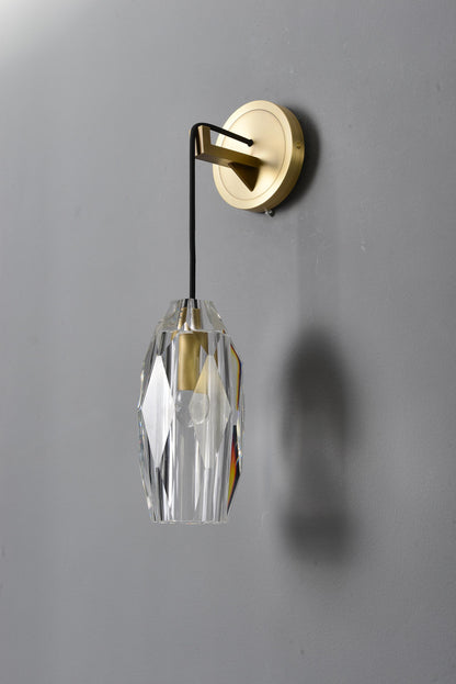 Bronze Shade Brass Copper Crystal Wall Lamp