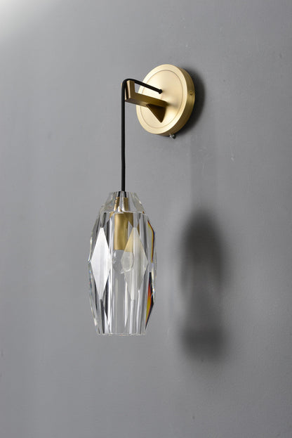 Bronze Shade Brass Copper Crystal Wall Lamp