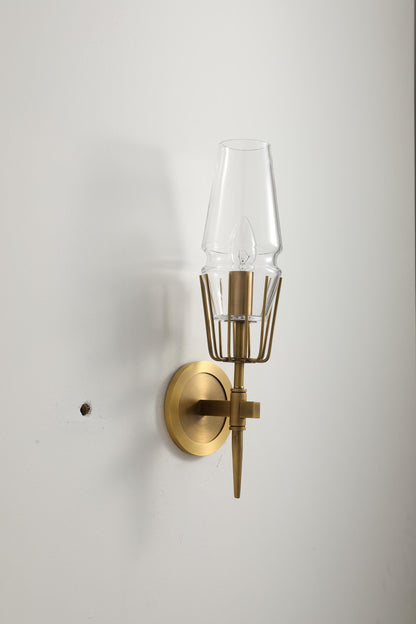 Contemporary Bronze Wall Lamp Copper and Glass Lamp – Stylish Vintage Bronze Finish Lighting Copper Glass Elements