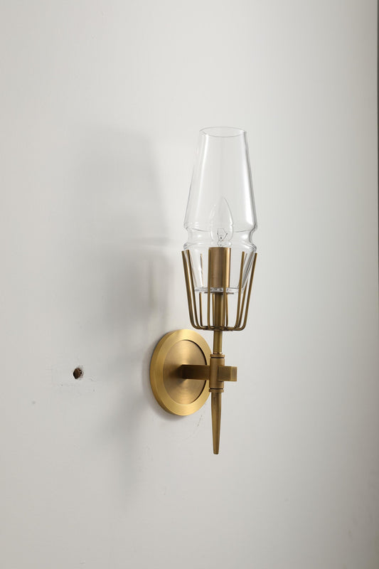Contemporary Bronze Wall Lamp Copper and Glass Lamp – Stylish Vintage Bronze Finish Lighting Copper Glass Elements