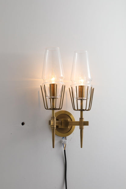 Rustic Bronze Copper Wall Lamp Glass Pendant for Dining and Living Room