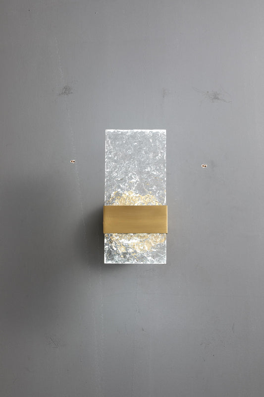 Vintage Sconce Stone Pattern Acrylic and Copper Wall Lamp