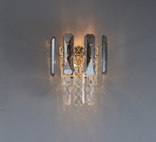 Luxury Electroplating Gold Wall Lamp with K9 Crystal and Clear Light – Modern Gold Hardware Wall Sconce