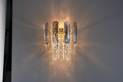 Luxury Electroplating Gold Wall Lamp with K9 Crystal and Clear Light – Modern Gold Hardware Wall Sconce