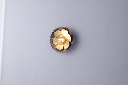 Aluminum Copper Glass Wall Lamp – Mid-Century Vintage Wall Sconce with Transparent Lampshade