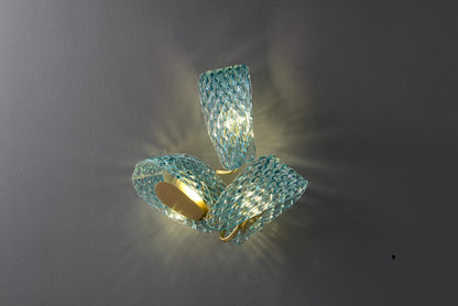Vintage Sconce Blue Copper+Glass Wall Lamp