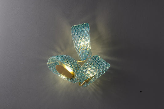 Vintage Sconce Blue Copper+Glass Wall Lamp
