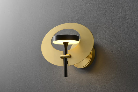 Vintage Retro Design| Mid-Century Brass Copper + Acrylic Wall Lamp