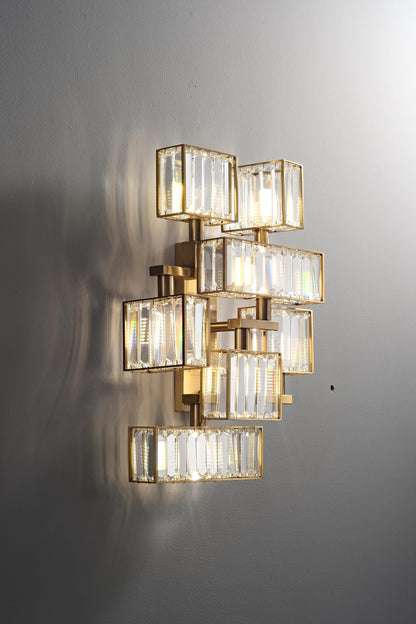 Bohemian Wall Art: Copper + Crystal Wall Lamp Mid-century Light Fixture